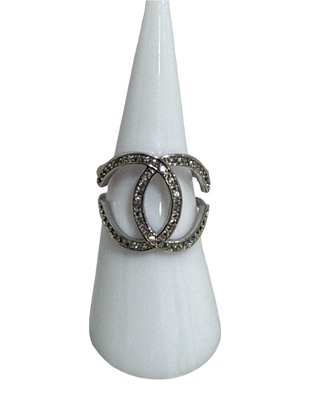 Silver-Tone Crystal Interlocking Fashion Ring